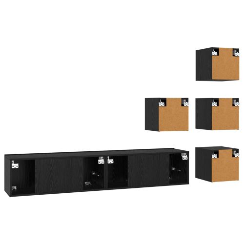 Комплект ТВ шкаф 6 pcs 80 x 30 x 30 см Черен дъб