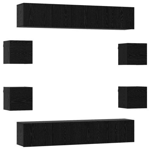 Комплект ТВ шкаф 8 pcs 80 x 30 x 30 см Черен дъб