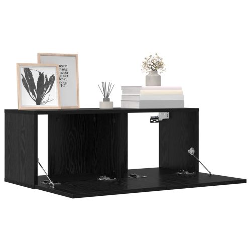 Комплект ТВ шкаф 8 pcs 80 x 30 x 30 см Черен дъб