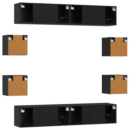 Комплект ТВ шкаф 8 pcs 80 x 30 x 30 см Черен дъб