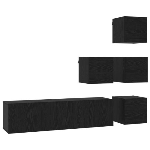 Комплект ТВ шкаф 6 pcs 60 x 30 x 30 cm Черен дъб