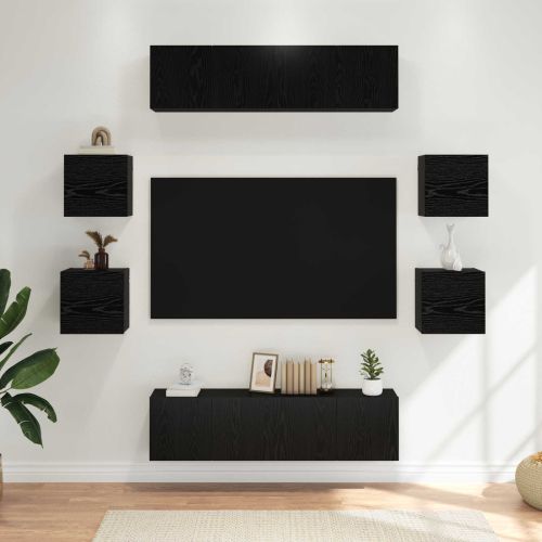 Комплект ТВ шкаф 8 pcs 120 x 30 x 30 см Черен дъб