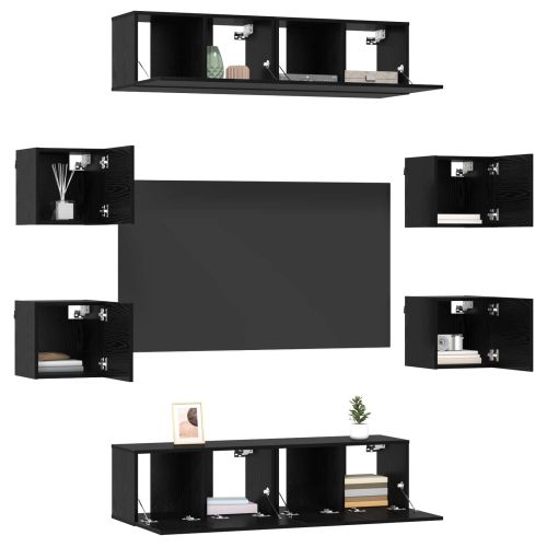 Комплект ТВ шкаф 8 pcs 120 x 30 x 30 см Черен дъб
