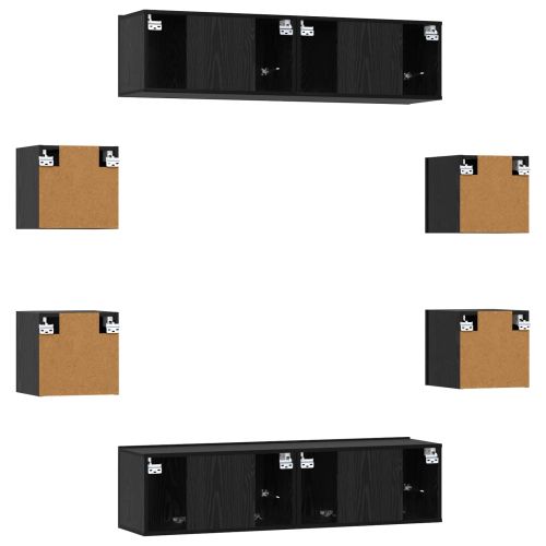 Комплект ТВ шкаф 8 pcs 120 x 30 x 30 см Черен дъб
