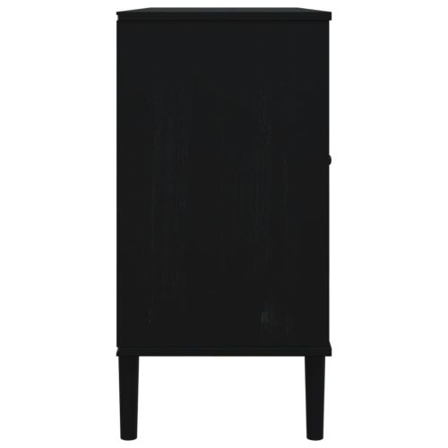 Сайдборд "SENJA" ратанова визия черен 112x40x80 см бор масив