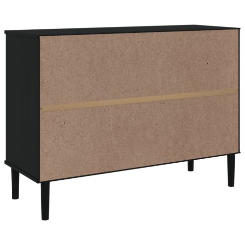 Сайдборд "SENJA" ратанова визия черен 112x40x80 см бор масив