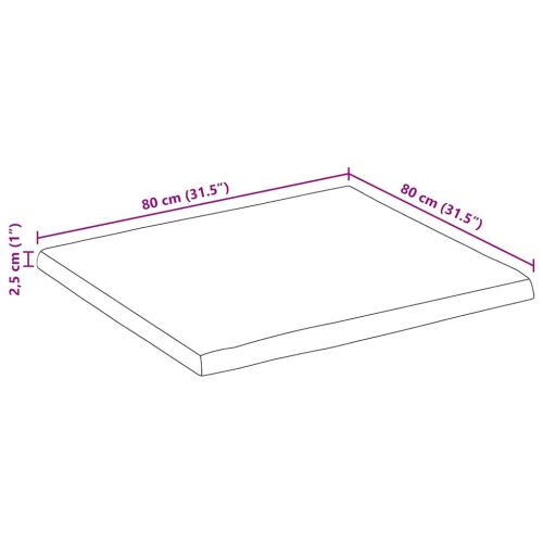 Плот за бюро 80x80x2,5 см квадратен дърво масив акация жив ръб