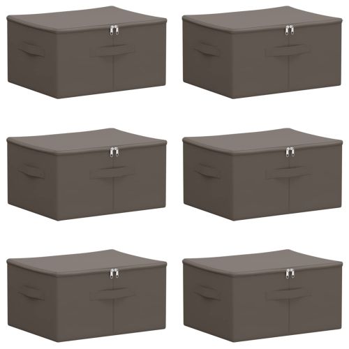 Кутия за съхранение 6 pcs Сиво 50 x 30 x 25 cm Нетъкан текстил