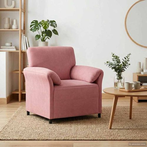 Диван с едно seating Розово 88 x 83 x 95 см Кадифе