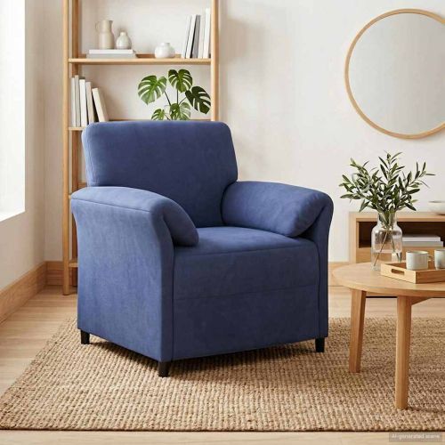 Диван с едно seating Полицейско синьо 88 x 83 x 95 см Кадифе
