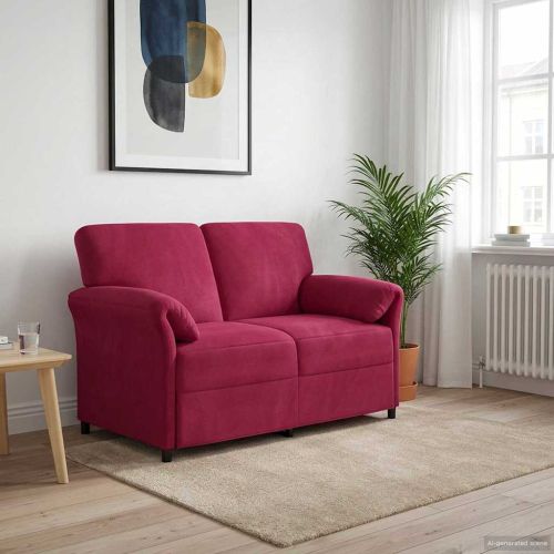 Двуместна софа Виненочервен 138 x 83 x 95 см Кадифе
