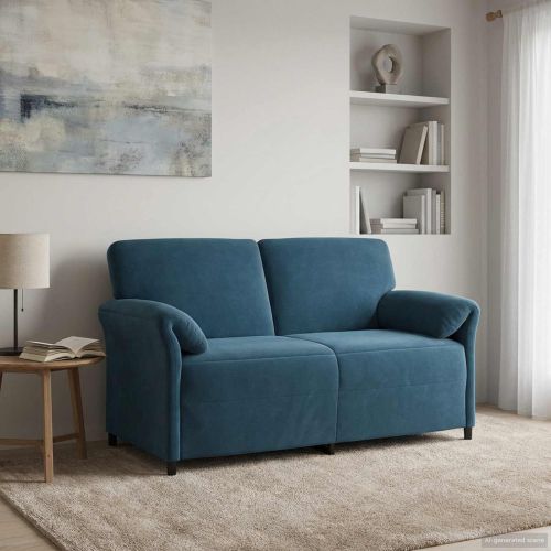 Двуместна софа Синьо 158 x 83 x 95 см Кадифе