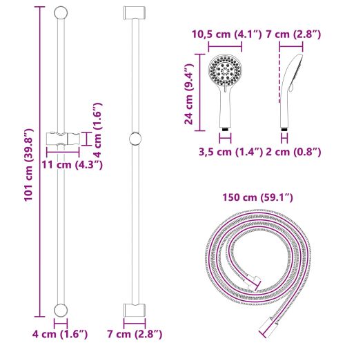 Комплект душ система Хром 101 cm Неръждаема стомана