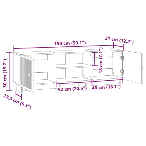 ТВ шкаф Пушена Дъб 150 x 31 x 50 см Инженерен дървен материал