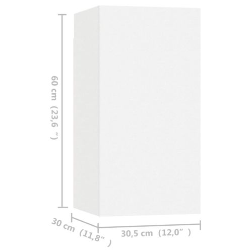 ТВ шкафове, 4 бр, бели, 30,5x30x60 см, инженерно дърво