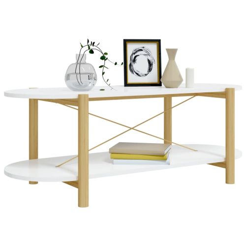 Маса за кафе, бяла, 110x48x40 см, инженерно дърво