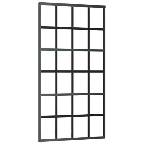 Плъзгаща се врата с механизъм черна 102x205 см ESG стъкло