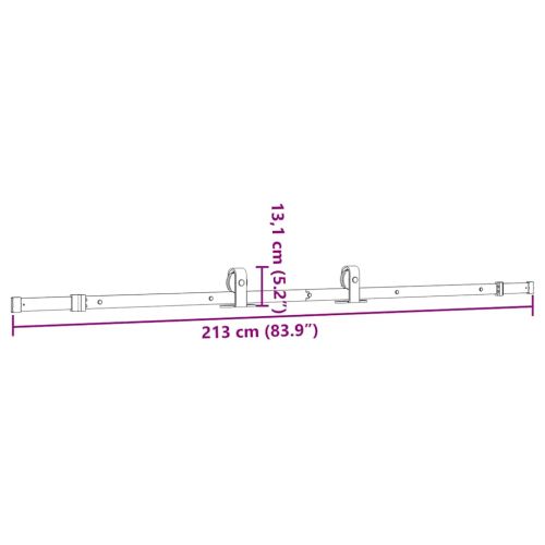Комплект механизъм за плъзгаща врата, 213 см, стомана, черен