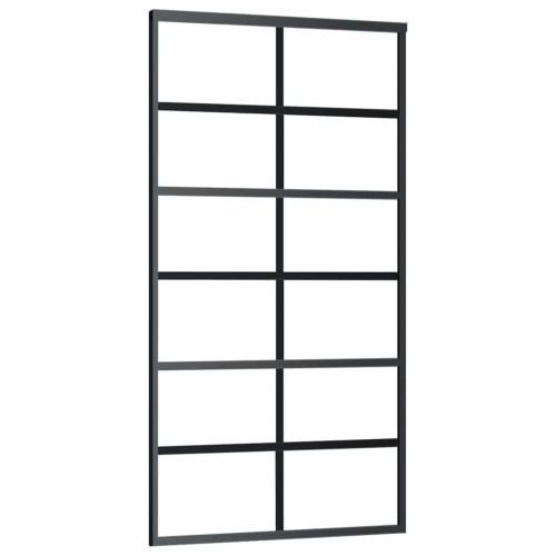 Плъзгаща се врата с механизъм черна 102x205 см ESG стъкло