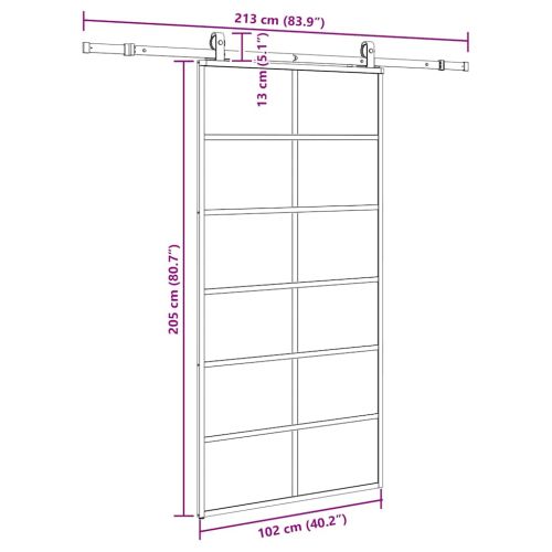 Плъзгаща се врата с механизъм черна 102x205 см ESG стъкло
