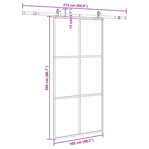 Плъзгаща се врата с механизъм черна 102x205 см ESG стъкло