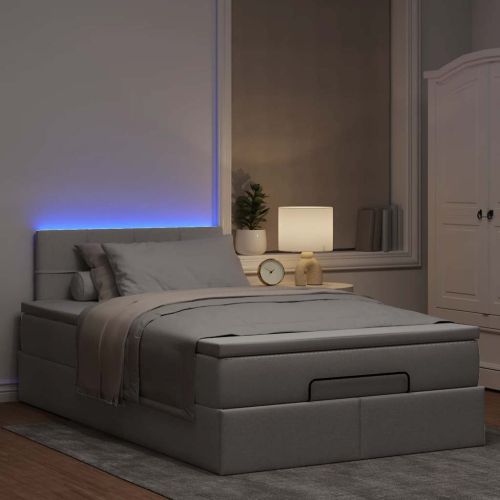 Османска легло с матрак и LED, таупе, 120x190 см, плат