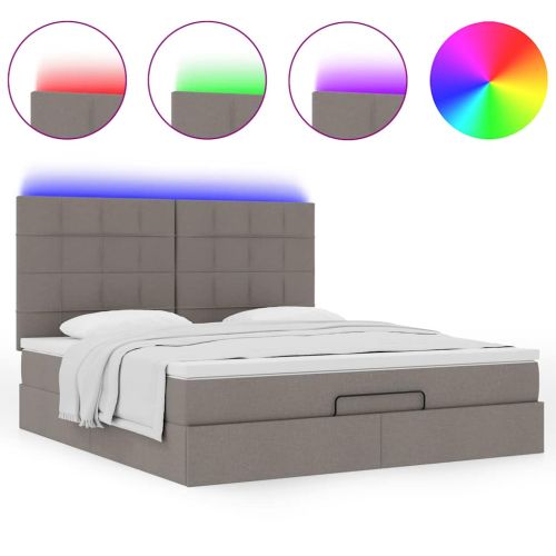 Османска легло с матрак и LED, таупе, 160x200 см, плат