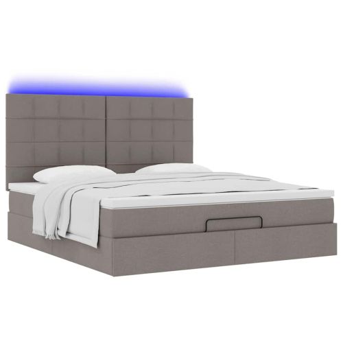 Османска легло с матрак и LED, таупе, 160x200 см, плат