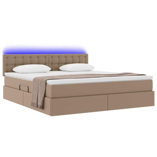 Легло с място за съхранение и LED с LED Капучино 180 x 200 cm