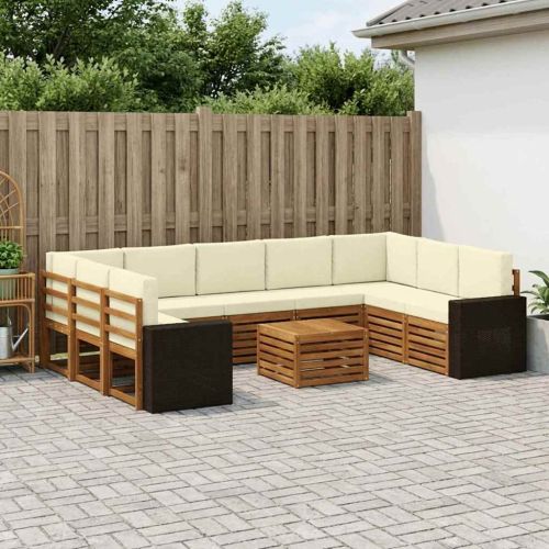 Комплекти дивани с възглавница 10 pcs Натурален и Крема
