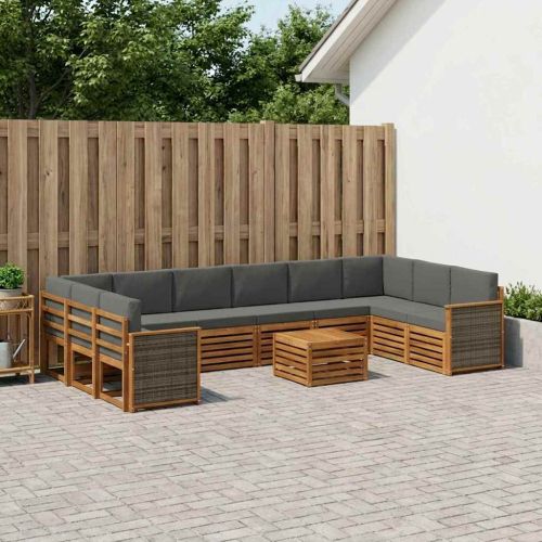 Комплект дивани за открито 8 pcs Натурален и Антрацит
