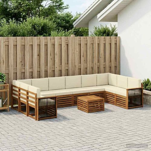 Комплект дивани за открито 8 pcs Натурален и Крема