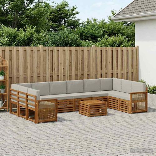 Комплект дивани за открито 8 pcs Натурално и светлосиво