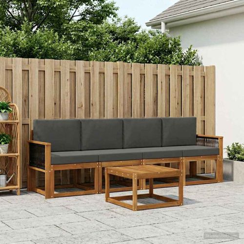 Комплект дивани за открито 4 pcs Натурален и Антрацит