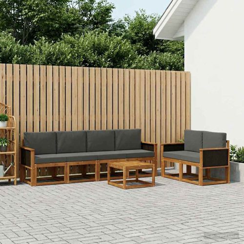 Комплект дивани за открито 6 pcs Натурален и Антрацит