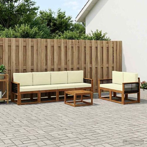 Комплект дивани за открито 6 pcs Натурален и Крема