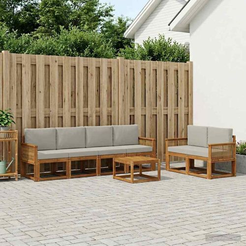 Комплект дивани за открито 7 pcs Натурално и светлосиво