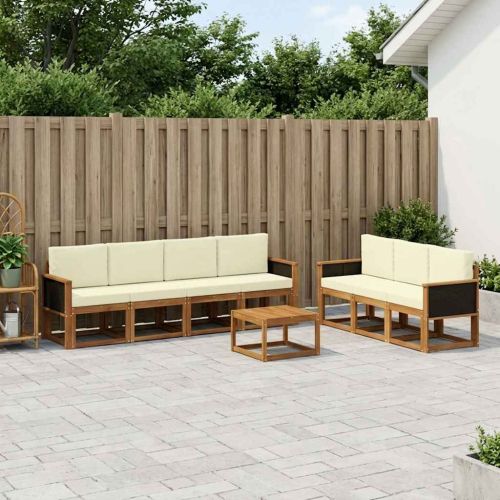 Комплект дивани за открито 7 pcs Натурален и Крема