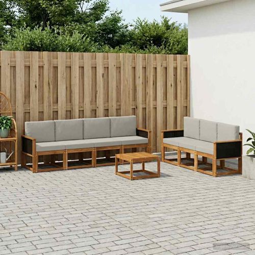Комплект дивани за открито 7 pcs Натурално и светлосиво