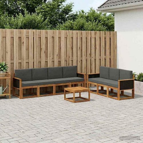 Комплект дивани за открито 7 pcs Натурален и Антрацит