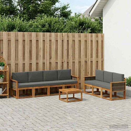 Комплект дивани за открито 7 pcs Натурален и Антрацит