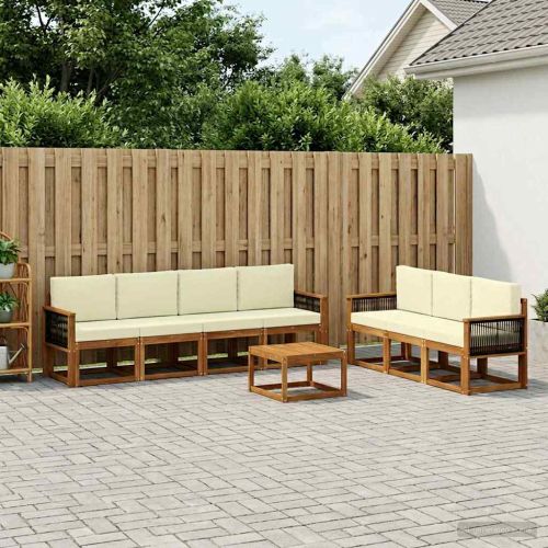 Комплект дивани за открито 7 pcs Натурален и Крема
