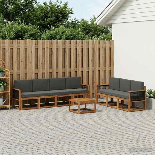 Комплект дивани за открито 7 pcs Натурален и Антрацит