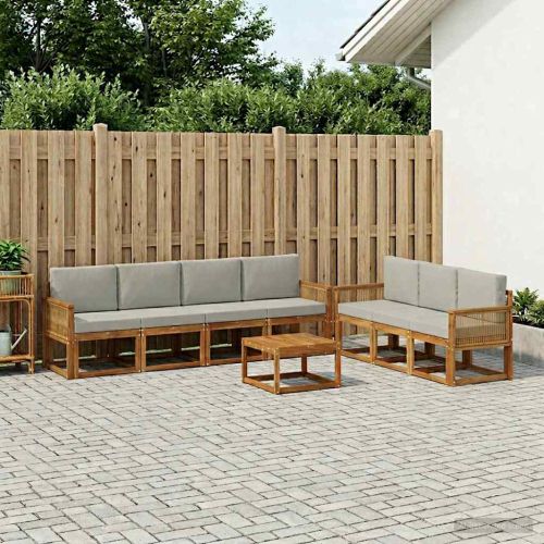 Комплект дивани за открито 8 pcs Натурално и светлосиво