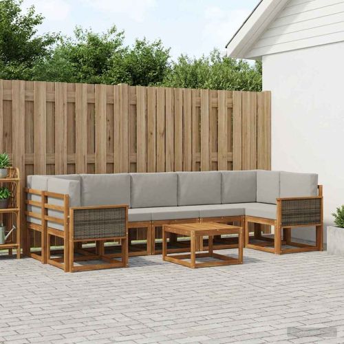 Комплект дивани за открито 6 pcs Натурално и светлосиво