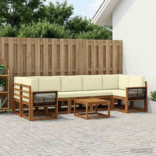 Комплект дивани за открито 6 pcs Натурален и Крема