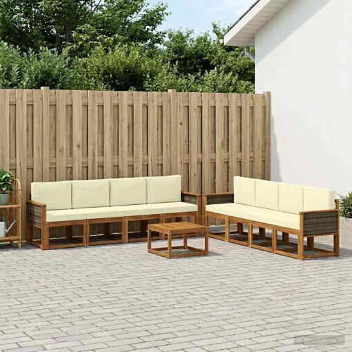 Комплект дивани за открито 7 pcs Натурален и Крема