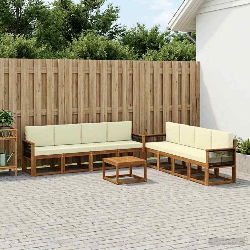 Комплект дивани за открито 7 pcs Натурален и Крема