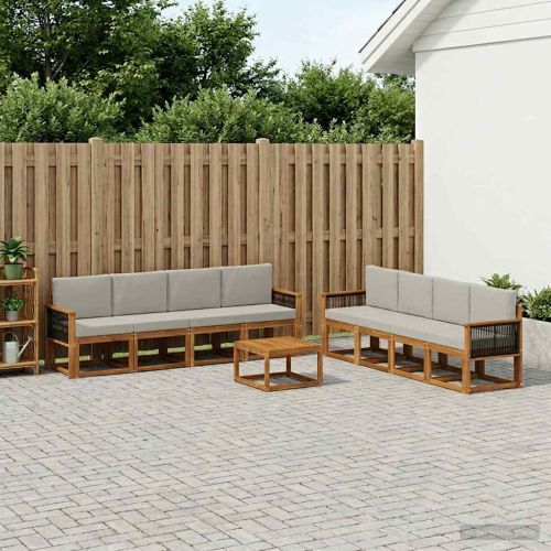 Комплект дивани за открито 7 pcs Натурално и светлосиво