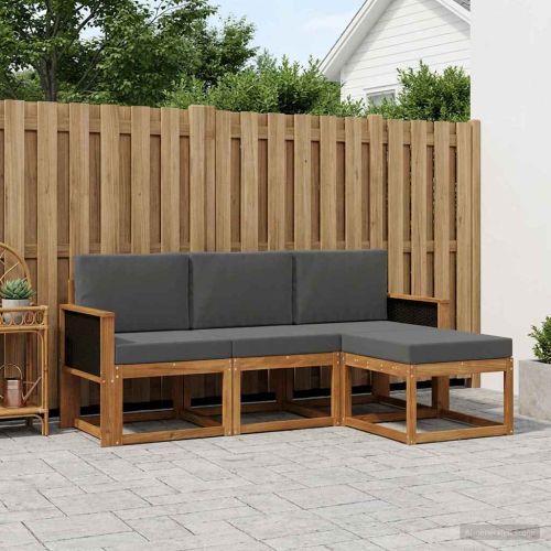 Комплект дивани за открито 4 pcs Натурален и Антрацит